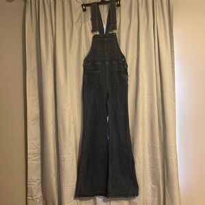Free People Blue Boot Cut Flare Denim Overalls